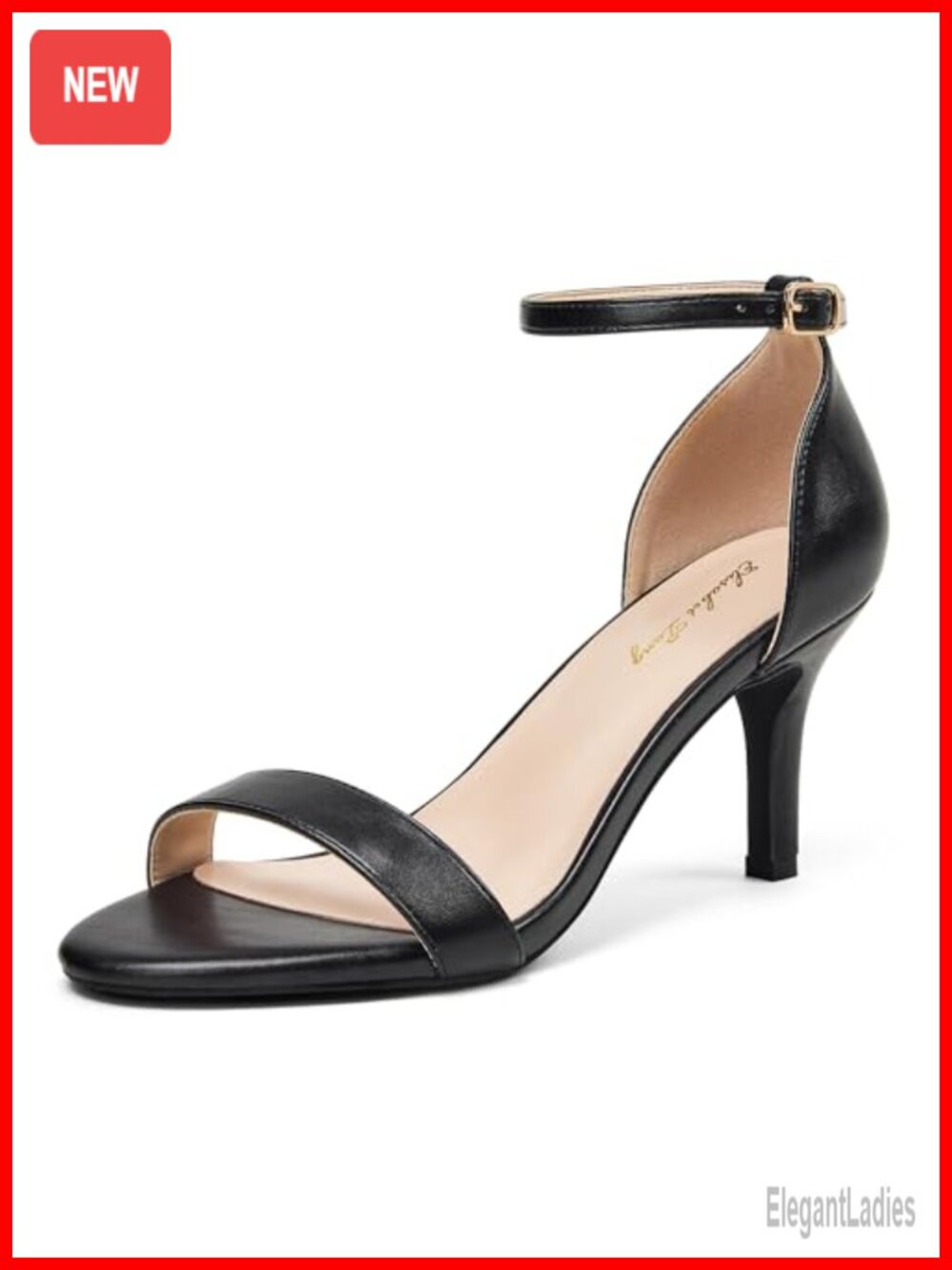 Kitten Heel Sandals with Ankle Strap Open Toe Dress Heels for Women